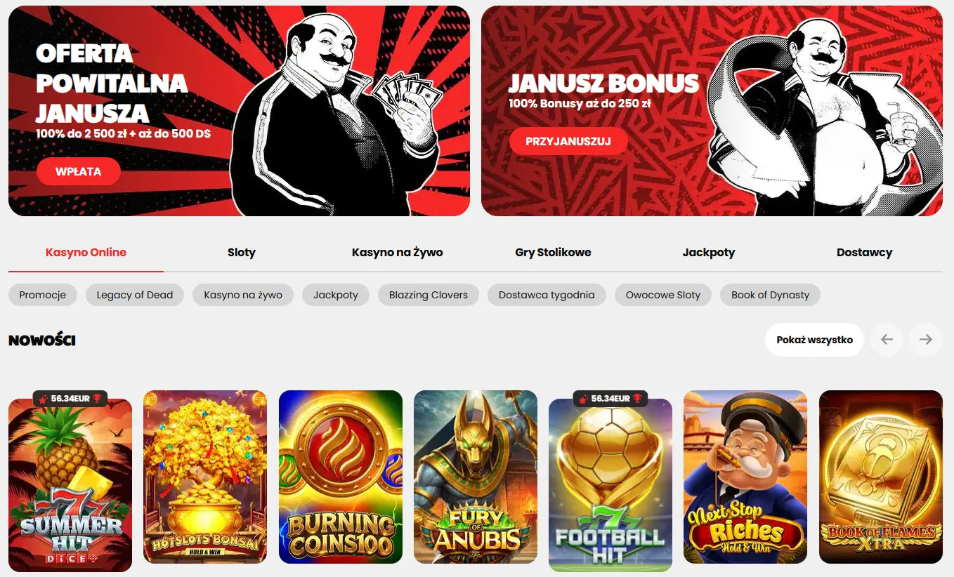 janusz casino bonus bez depozytu
